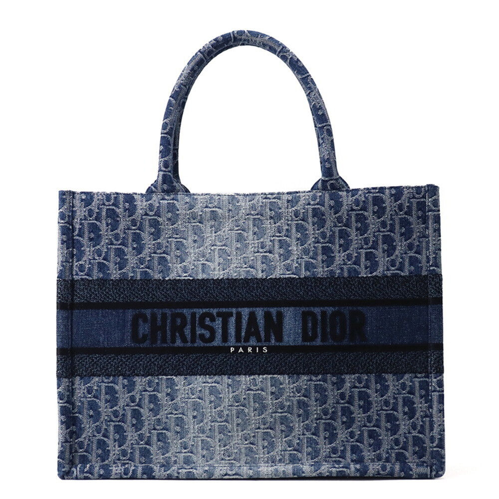 Christian Dior Denim Book Tote Medium Canvas Bag Handbag